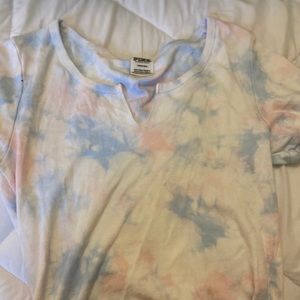 Pastel blue and pink crop top, size L